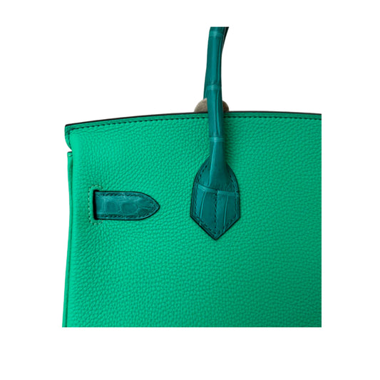 Hermès Birkin 25cm Bamboo Green Cow Leather Palladium Hardware