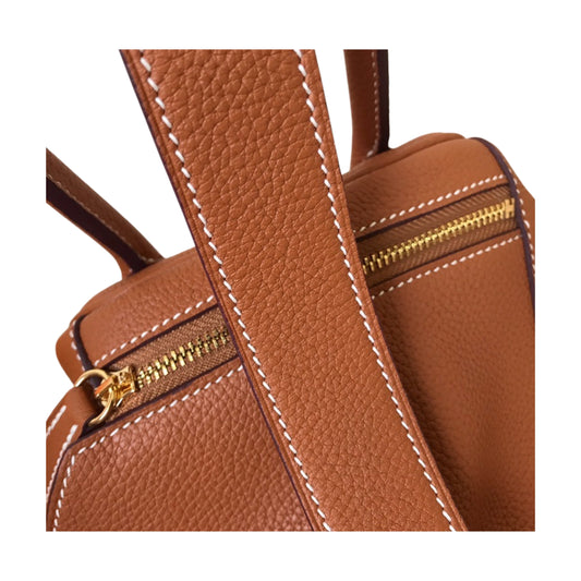 Hermès Lindy 30 Tan Calfskin Golden Hardware Cow Leather