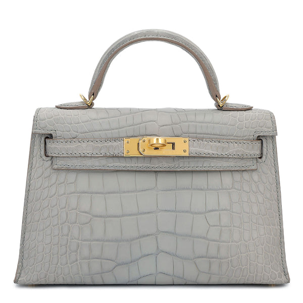 Hermès Mini Kelly II Premium Cow Leather Glacier White Golden Hardware