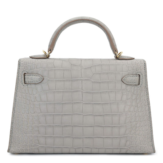 Hermès Mini Kelly II Premium Cow Leather Glacier White Golden Hardware