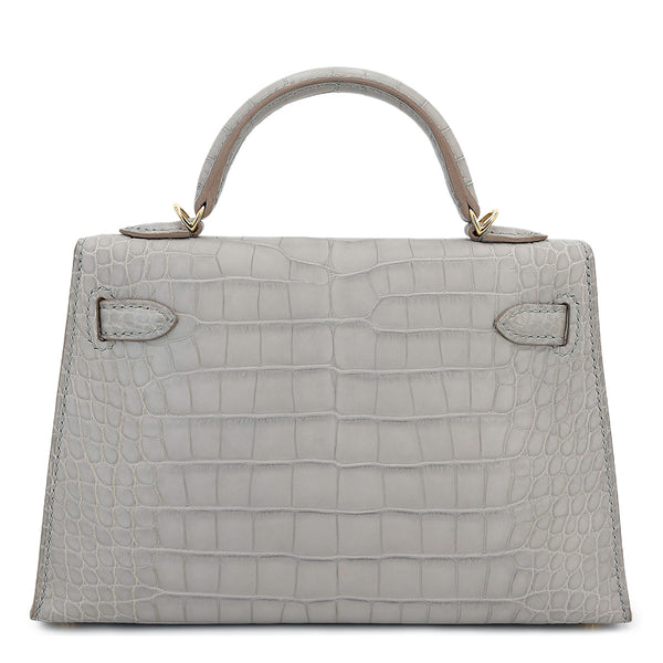 Hermès Mini Kelly II Premium Cow Leather Glacier White Golden Hardware