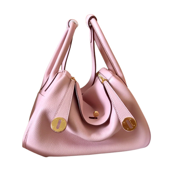 Hermès Lindy 26 Cherry Blossom Pink Calfskin Cow Leather Golden Hardware