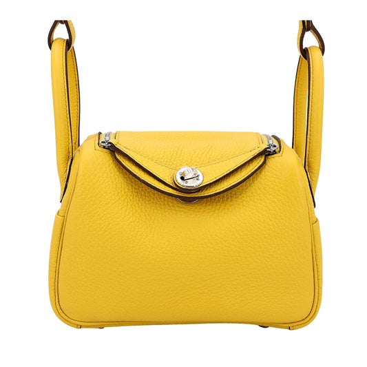 Hermès Lindy 26 Amber Yellow Original Cow Leather Silver & Palladium Hardware