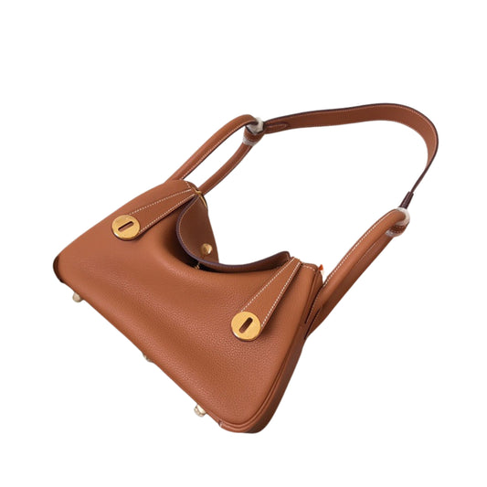 Hermès Lindy 30 Tan Calfskin Golden Hardware Cow Leather