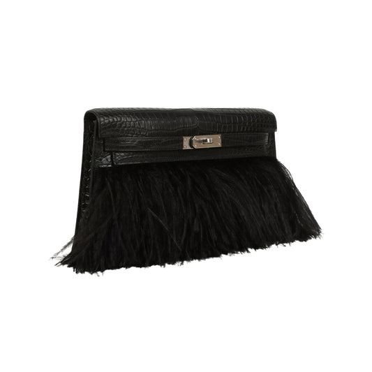 Hermès Kelly Elan Black Premium Cow Leather Silver Hardware
