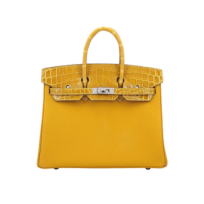 Hermès Birkin 35 Amber Yellow Cow Leather Palladium Hardware