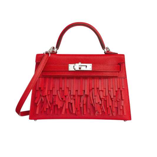 Hermès Mini Kelly II 19 Premium Cow Leather Bag with Tassel Accents