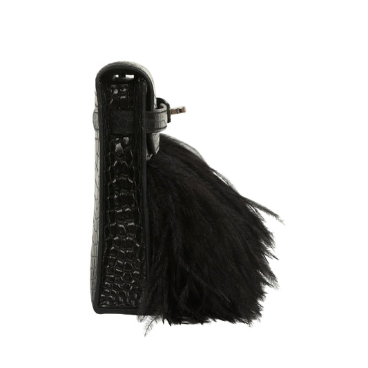 Hermès Kelly Elan Black Premium Cow Leather Silver Hardware