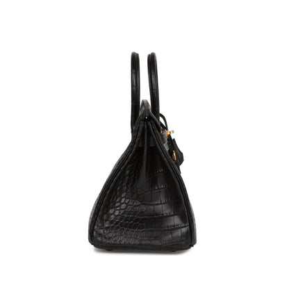 Hermès Cow Leather Birkin 25 Handbag – Black with Golden Hardware