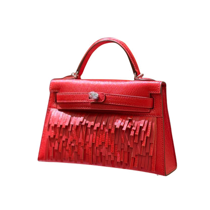 Hermès Mini Kelly II 19 Premium Cow Leather Bag with Tassel Accents