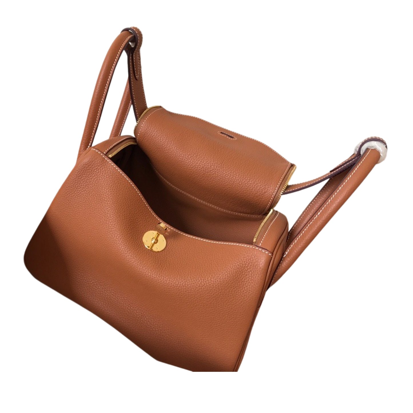 Hermès Lindy 30 Tan Calfskin Golden Hardware Cow Leather