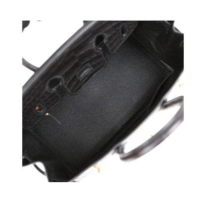 Hermès Cow Leather Birkin 25 Handbag – Black with Golden Hardware