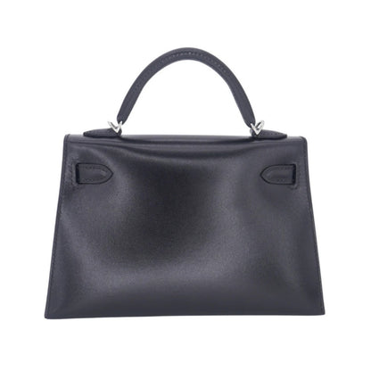 Hermès Mini Kelly 19 Blue Premium Cow Leather Palladium Hardware