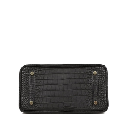 Hermès Cow Leather Birkin 25 Handbag – Black with Golden Hardware