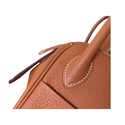 Hermès Lindy 30 Tan Calfskin Golden Hardware Cow Leather