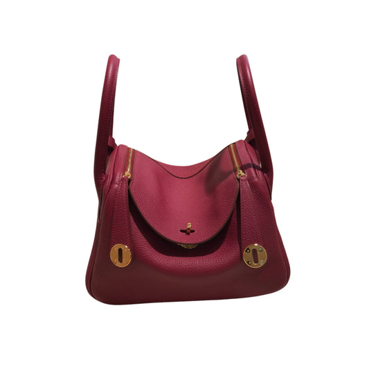 Hermès Lindy 26 Imported Red Wine Cow Leather Testing