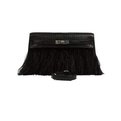 Hermès Kelly Elan Black Premium Cow Leather Silver Hardware