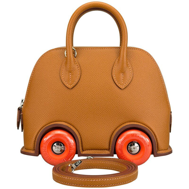 Hermès Bolide on Wheels 37 Premium Cow Leather Golden Brown with Orange Wheels