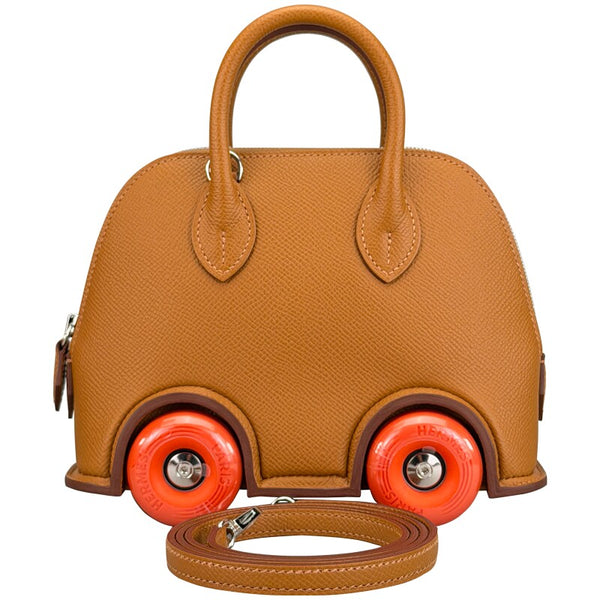 Hermès Bolide on Wheels 37 Premium Cow Leather Golden Brown with Orange Wheels