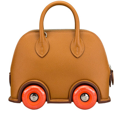 Hermès Bolide on Wheels 37 Premium Cow Leather Golden Brown with Orange Wheels